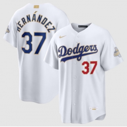 Men Los Angeles Dodgers Teoscar Hernández Nike White 2026 Gold Collection Stadium Jersey