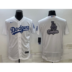 Men Los Angeles Dodgers White Team Big Logo Flex Base Stitched Baseball Jersey