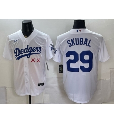 Men Los Angeles Dodgers x KAWS  29 Tarik Skubal White Vapor Premier Limited Stitched Baseball Jersey