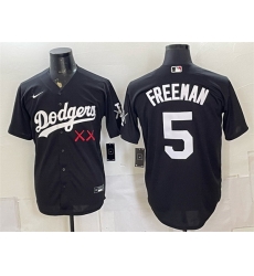 Men Los Angeles Dodgers x KAWS  5 Freddie Freeman Black Vapor Premier Limited Stitched Baseball Jersey