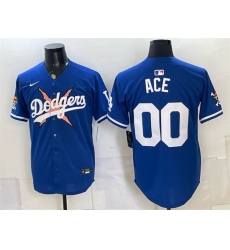 Men Los Angeles Dodgers x One Piece  00 Ace Royal Vapor Premier Limited Stitched Baseball Jersey