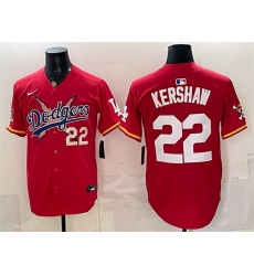 Men Los Angeles Dodgers x One Piece  22 Clayton Kershaw Red Vapor Premier Limited Stitched Baseball Jersey