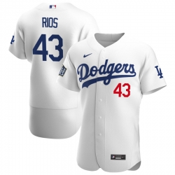 Men os Angeles Los Angeles Dodgers 43 Edwin Rios Men Nike White Home 2020 World Series Bound Flex Base Player MLB Jersey