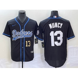 Men's Los Angeles Dodgers #13 Max Muncy Number Black With Patch Cool Base Stitched Baseball Jersey