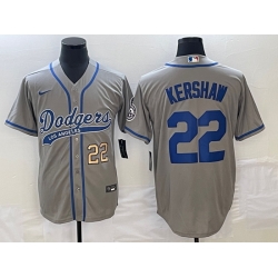 Men's Los Angeles Dodgers #22 Clayton Kershaw Number Grey Cool Base Stitched Baseball Jersey