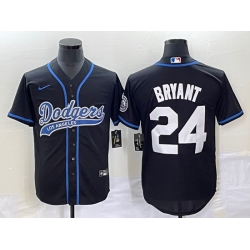 Men's Los Angeles Dodgers #24 Kobe Bryant Black With Patch Cool Base Stitched Baseball Jersey