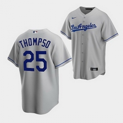 Men's Los Angeles Dodgers #25 Trayce Thompson Gray Cool Base Stitched Baseball Jersey