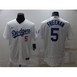 Men's Los Angeles Dodgers #5 Freddie Freeman White Flex Base Stitched Jersey