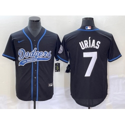 Men's Los Angeles Dodgers #7 Julio Urias Black With Patch Cool Base Stitched Baseball Jersey1