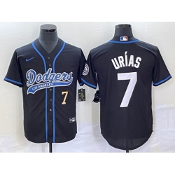 Men's Los Angeles Dodgers #7 Julio Urias Number Black With Patch Cool Base Stitched Baseball Jersey