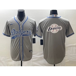 Men's Los Angeles Dodgers Grey Blank With Patch Cool Base Stitched Baseball Jerseys