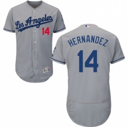 Mens Majestic Los Angeles Dodgers 14 Enrique Hernandez Grey Flexbase Authentic Collection MLB Jersey