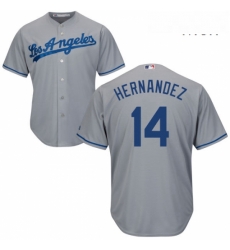 Mens Majestic Los Angeles Dodgers 14 Enrique Hernandez Replica Grey Road Cool Base MLB Jersey