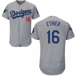 Mens Majestic Los Angeles Dodgers 16 Andre Ethier Gray Alternate Flex Base Authentic Collection 2018 World Series Jersey