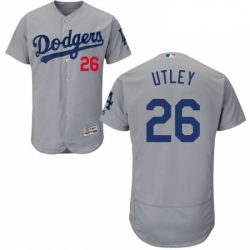 Mens Majestic Los Angeles Dodgers 26 Chase Utley Gray Alternate Road Flexbase Authentic Collection MLB Jersey