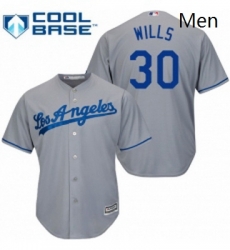 Mens Majestic Los Angeles Dodgers 30 Maury Wills Replica Grey Road Cool Base MLB Jersey