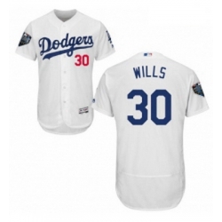 Mens Majestic Los Angeles Dodgers 30 Maury Wills White Home Flex Base Authentic Collection 2018 World Series Jersey