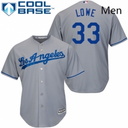 Mens Majestic Los Angeles Dodgers 33 Mark Lowe Replica Grey Road Cool Base MLB Jersey 