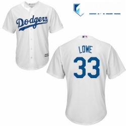 Mens Majestic Los Angeles Dodgers 33 Mark Lowe Replica White Home Cool Base MLB Jersey 