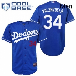 Mens Majestic Los Angeles Dodgers 34 Fernando Valenzuela Replica Royal Blue Cool Base MLB Jersey