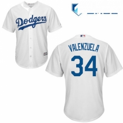 Mens Majestic Los Angeles Dodgers 34 Fernando Valenzuela Replica White Home Cool Base MLB Jersey