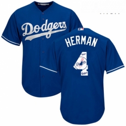 Mens Majestic Los Angeles Dodgers 4 Babe Herman Authentic Royal Blue Team Logo Fashion Cool Base MLB Jersey