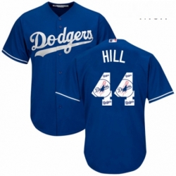 Mens Majestic Los Angeles Dodgers 44 Rich Hill Authentic Royal Blue Team Logo Fashion Cool Base MLB Jersey 