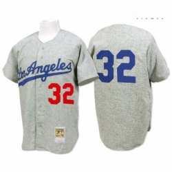 Mens Mitchell and Ness 1963 Los Angeles Dodgers 32 Sandy Koufax Authentic Grey Throwback MLB Jersey