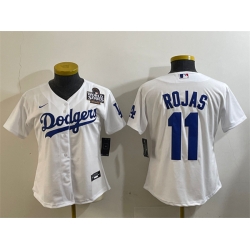 Women Los Angeles Dodgers 11 Miguel Rojas White 2024 World Series Cool Base Stitched Baseball Jersey