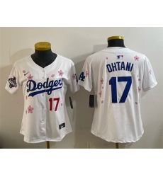 Women Los Angeles Dodgers 17 Shohei Ohtani White 2025 World Series Champions Patch Tokyo Series Limited Stitched Baseball Jersey 