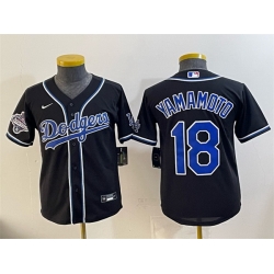 Women Los Angeles Dodgers 18 Yoshinobu Yamamoto Black Fashion 2025 World Series Champions Cool Base Stitched Baseball Jersey 