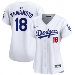 Women Los Angeles Dodgers 18 Yoshinobu Yamamoto White Flex Base Stitched Jersey