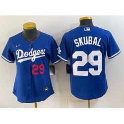 Women Los Angeles Dodgers  29 Tarik Skubal Royal Cool Base Stitched Baseball Jersey Run Small 