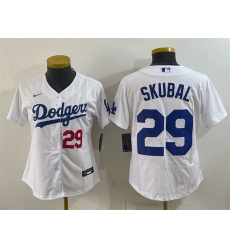 Women Los Angeles Dodgers  29 Tarik Skubal White Cool Base Stitched Baseball Jersey Run Small 