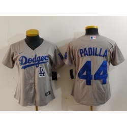 Women Los Angeles Dodgers 44 Vicente Padilla Grey Stitched Jersey 2