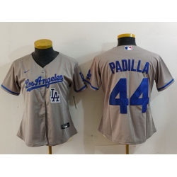 Women Los Angeles Dodgers 44 Vicente Padilla Grey Stitched Jersey 8