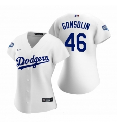 Women Los Angeles Dodgers 46 Tony Gonsolin White 2020 World Series Champions Replica Jersey