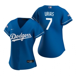 Women Los Angeles Dodgers 7 Julio Urias Royal 2020 World Series Champions Replica Jersey