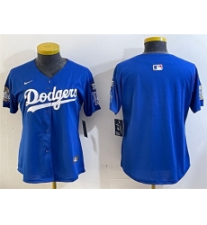 Women Los Angeles Dodgers Blank Royal 2024 World Series With Fernando Memorial Patch Alternate Limited Stitched Baseball Jersey 