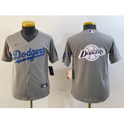 Women Los Angeles Dodgers Grey Team Big Logo Stitched Jersey 28Run Small 29s