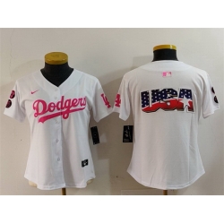 Women Los Angeles Dodgers Team Big Logo White Pink Vin  26 Kobe Patch Stitched Baseball Jersey 6