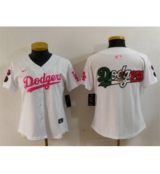 Women Los Angeles Dodgers Team Big Logo White Pink Vin  26 Kobe Patch Stitched Baseball Jersey