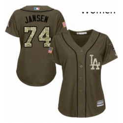 Womens Majestic Los Angeles Dodgers 74 Kenley Jansen Authentic Green Salute to Service MLB Jersey