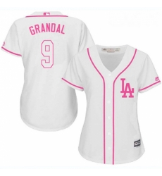 Womens Majestic Los Angeles Dodgers 9 Yasmani Grandal Replica White Fashion Cool Base MLB Jersey