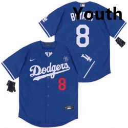 Youth Dodgers 8 Kobe Bryant Blue Cool Base Stitched MLB Jersey