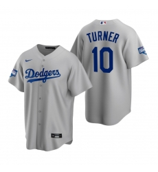 Youth Los Angeles Dodgers 10 Justin Turner Gray 2020 World Series Champions Replica Jersey