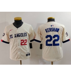 Youth Los Angeles Dodgers 22 Clayton Kershaw Cream Stitched Baseball Jersey 4