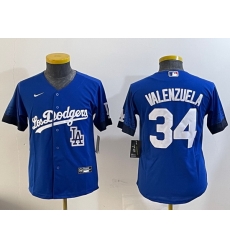 Youth Los Angeles Dodgers 34 Toro Valenzuela Royal 2024 World Series With Fernando Memorial Patch Alternate Limited Stitched Baseball Jersey  5