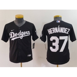 Youth Los Angeles Dodgers 37 Teoscar Hernandez Black Stitched Baseball Jersey