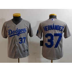 Youth Los Angeles Dodgers 37 Teoscar Hernandez Grey Stitched Baseball Jersey 3